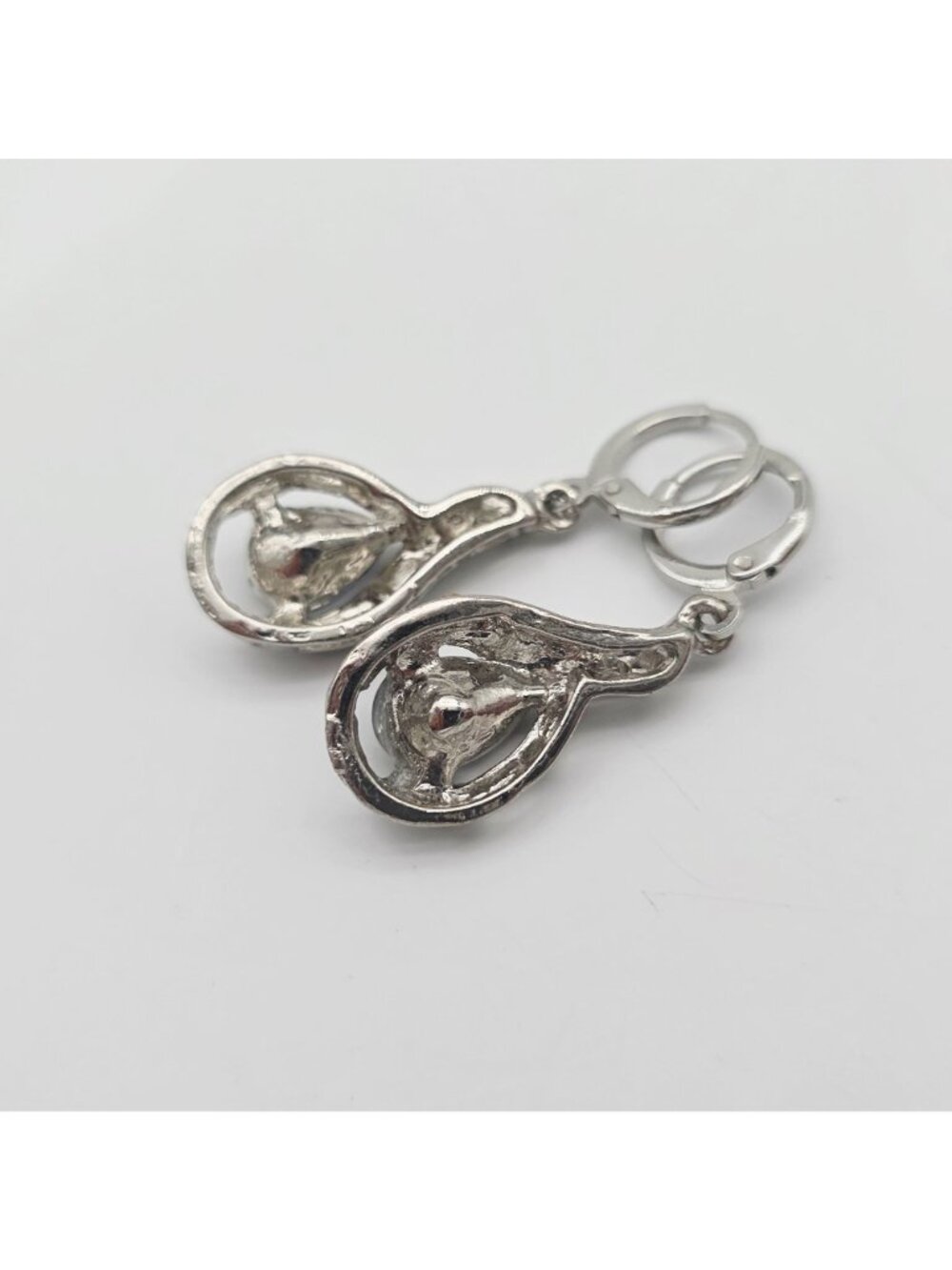 Teardrop Rainbow Crystal & Rhinestone Dangle Earrings Silver-Tone - Picture 4 of 5